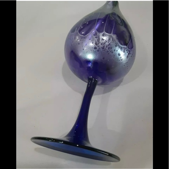 Beautiful Set Of Three Purple/Blue Hand Blown Glass Oil Diffusers - Picture 4 of 11
